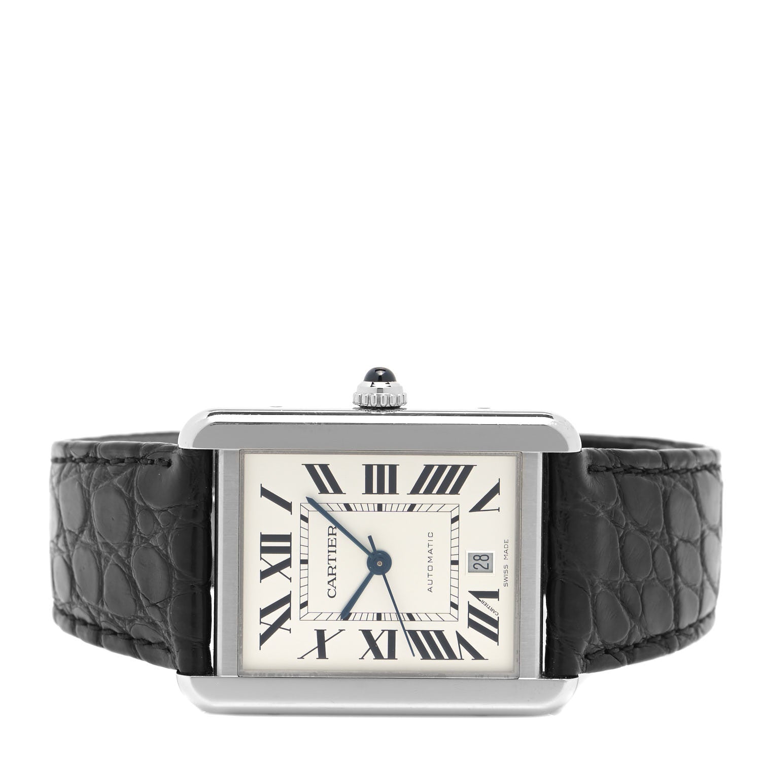 Cartier Stainless Steel Alligator 31mm Tank Solo Automatic Watch 2 of 4