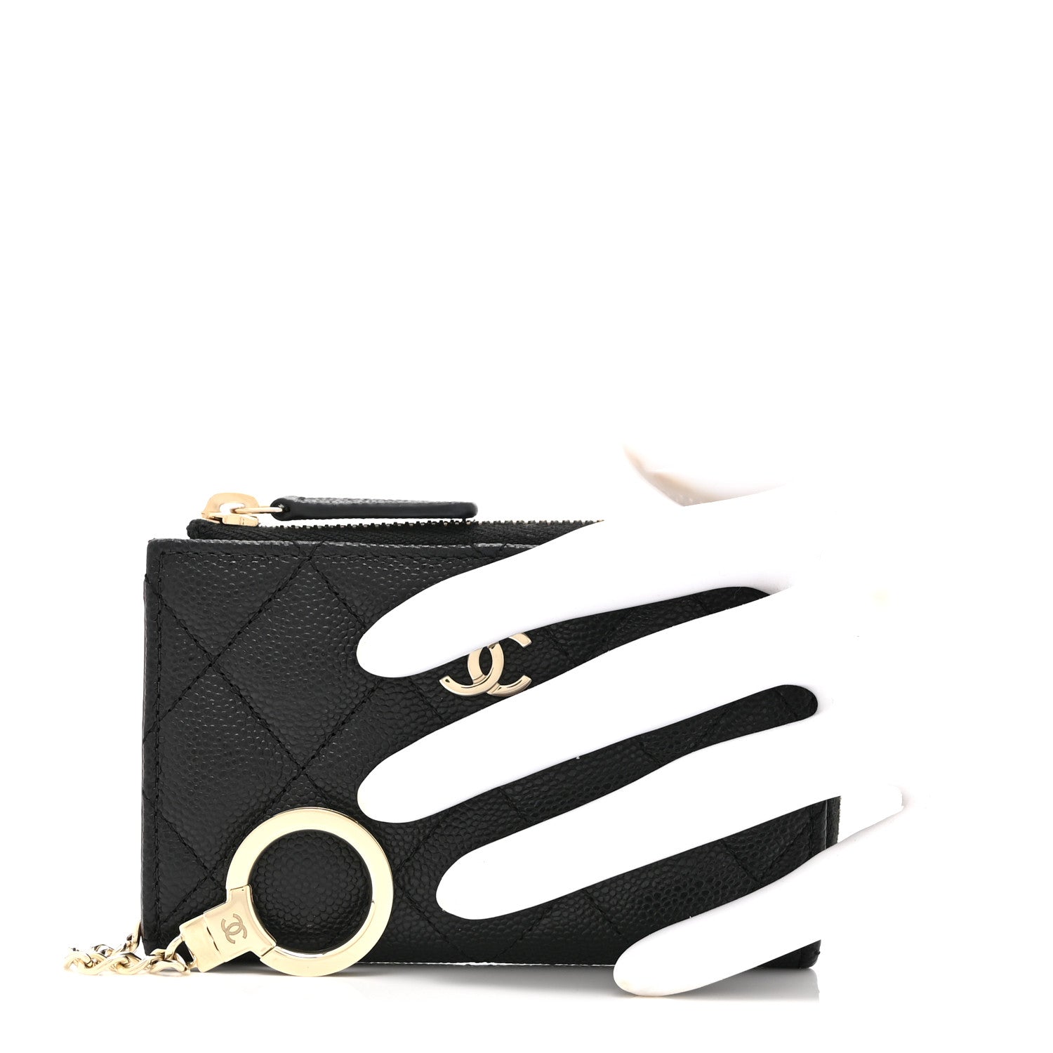Chanel Caviar Quilted Zipped Key Holder Case Black 2 of 10