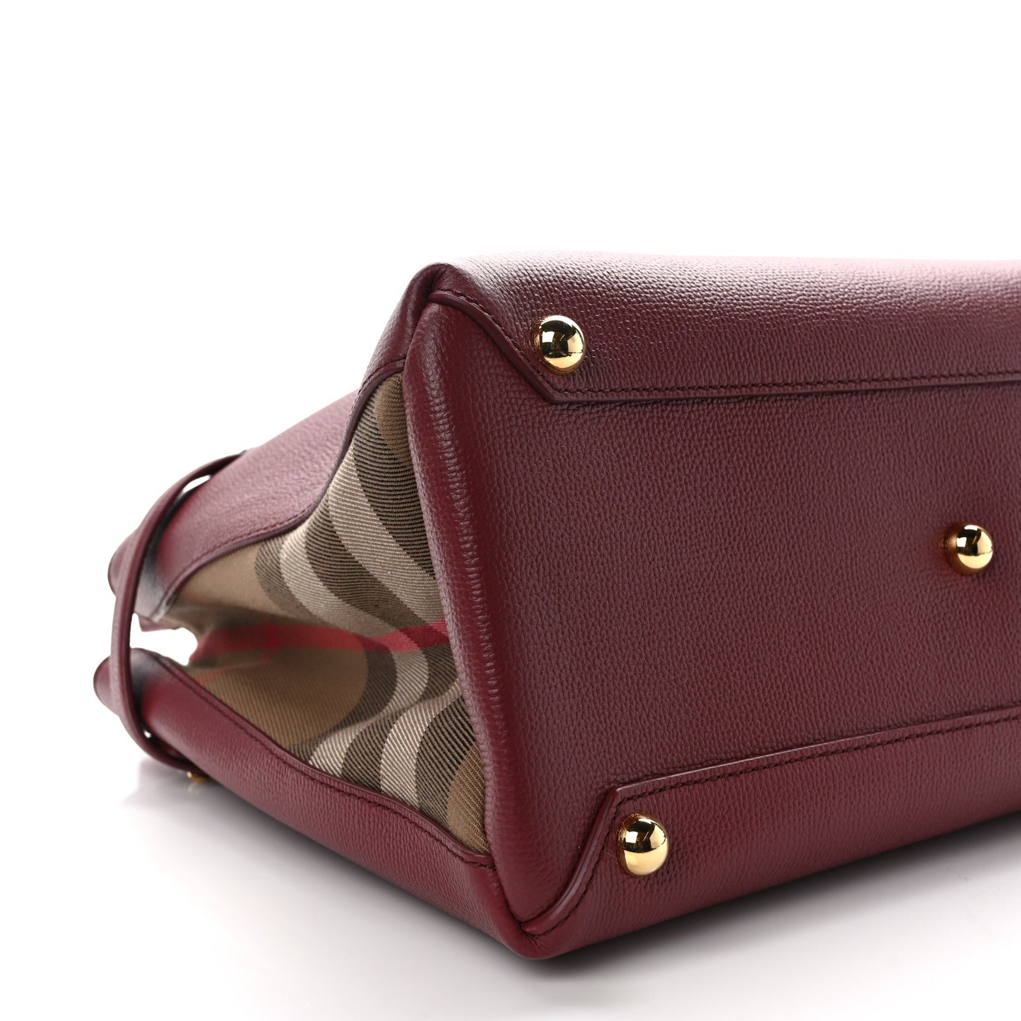 Grainy Calfskin House Check Medium Banner Tote Crimson