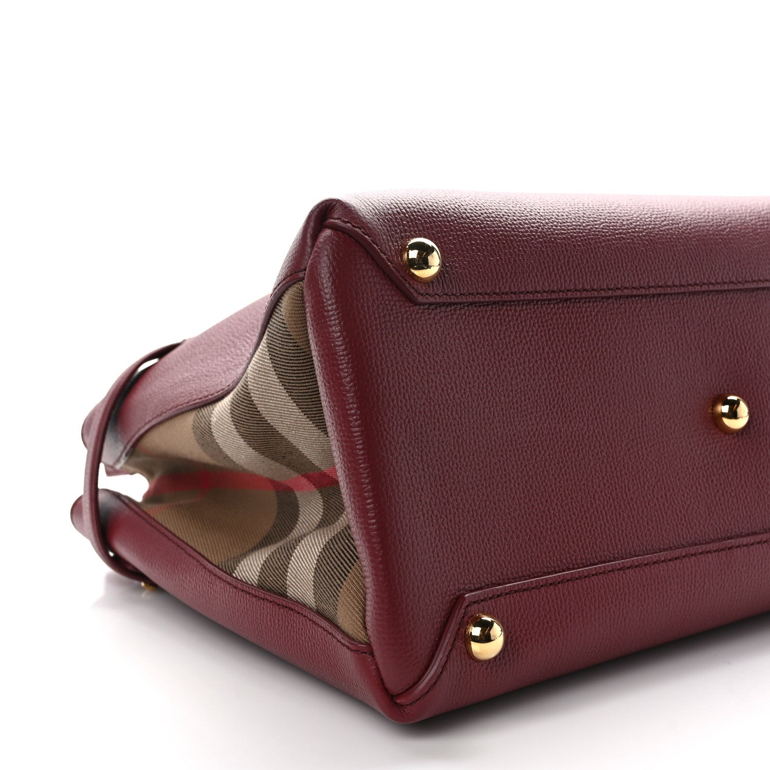 Burberry Grainy Calfskin House Check Medium Banner Tote Crimson 8 of 11