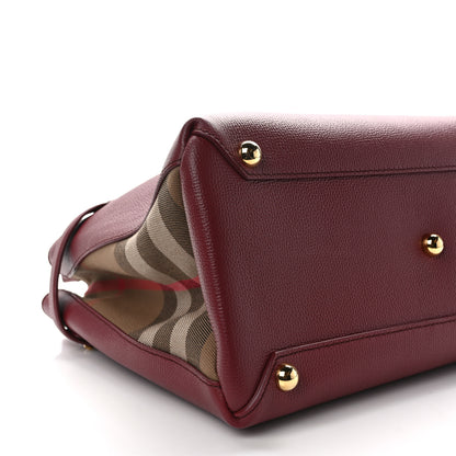 Burberry Grainy Calfskin House Check Medium Banner Tote Crimson 8 of 11