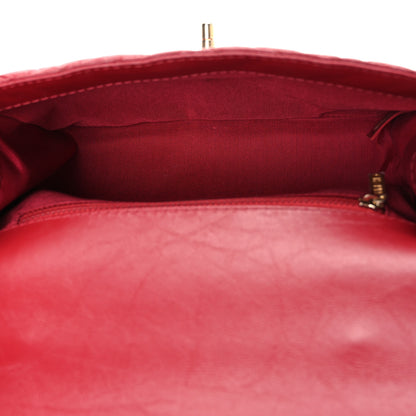 Chanel Calfskin Chevron Quilted Top Handle Flap Red 5 of 11