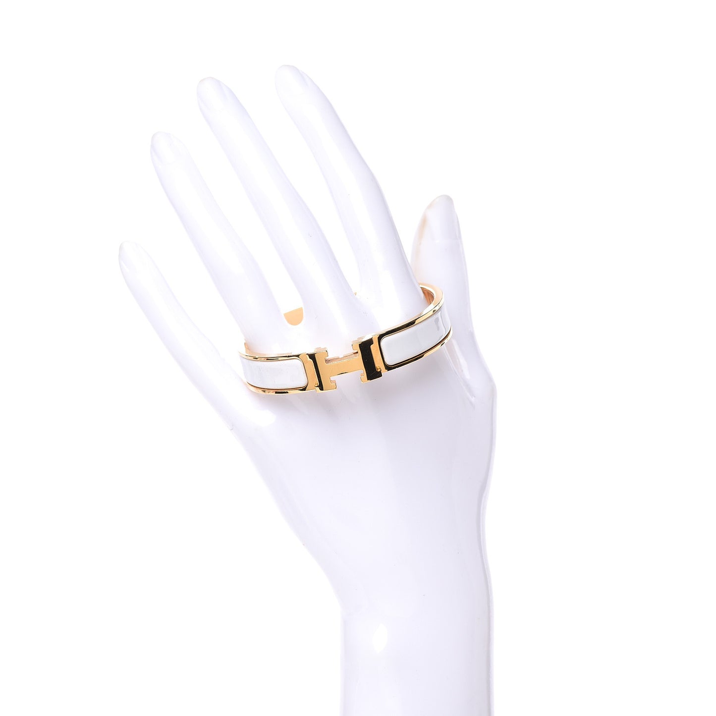 Enamel Narrow Clic Clac H Bracelet PM White