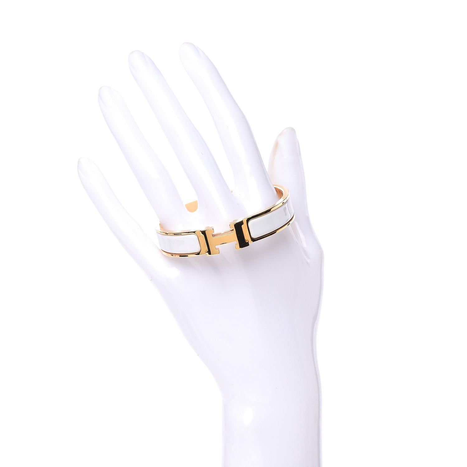 Hermes Enamel Narrow Clic Clac H Bracelet PM White 2 of 7