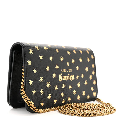 Gucci Dollar Calfskin Garden Mystic Eye Chain Wallet Black 2 of 9