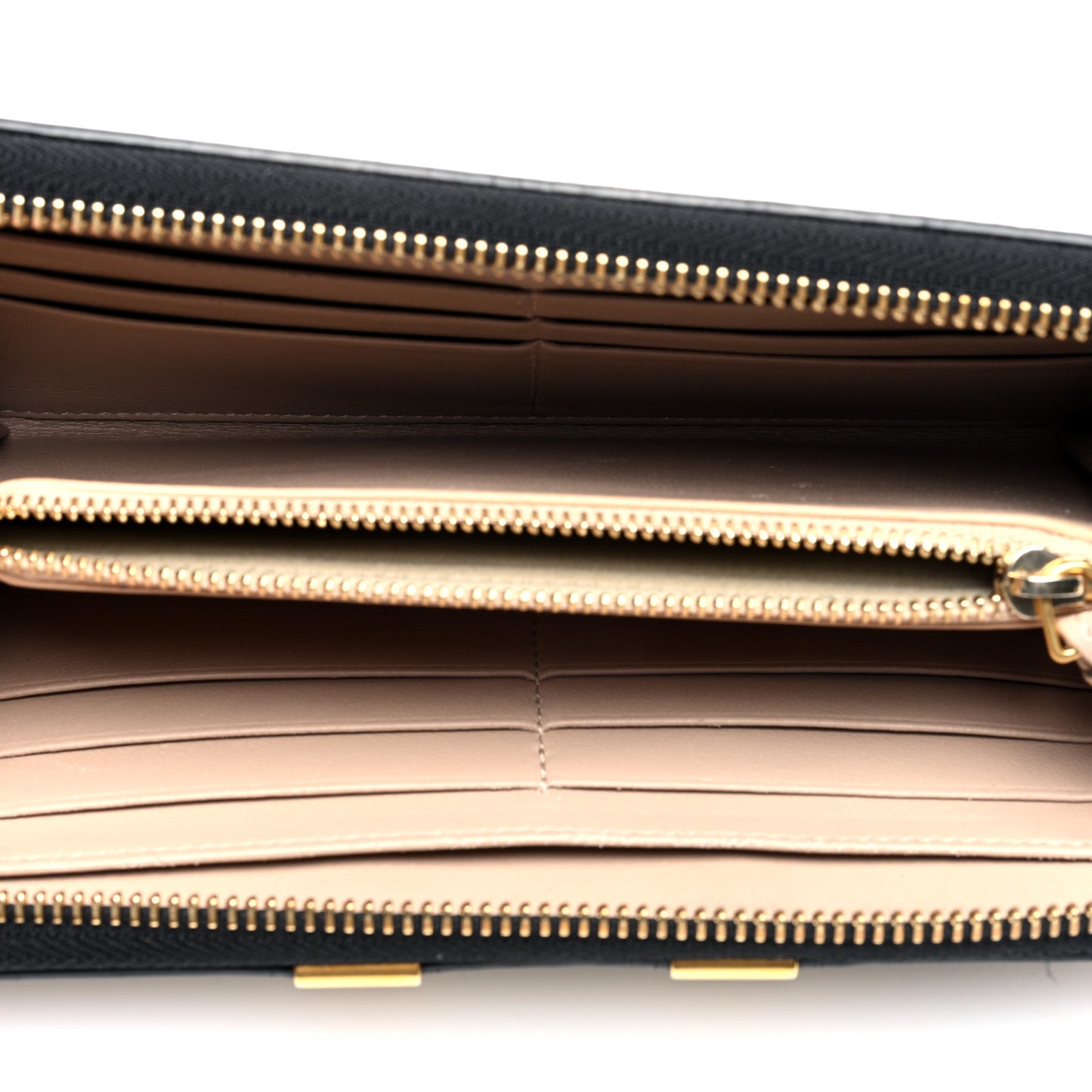 Grained Calfskin Marcie Long Zip Around Wallet Black