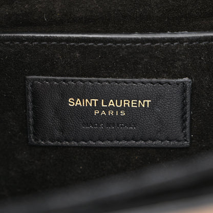 Saint Laurent Calfskin Suede Medium Bellechasse Black Beige 6 of 10