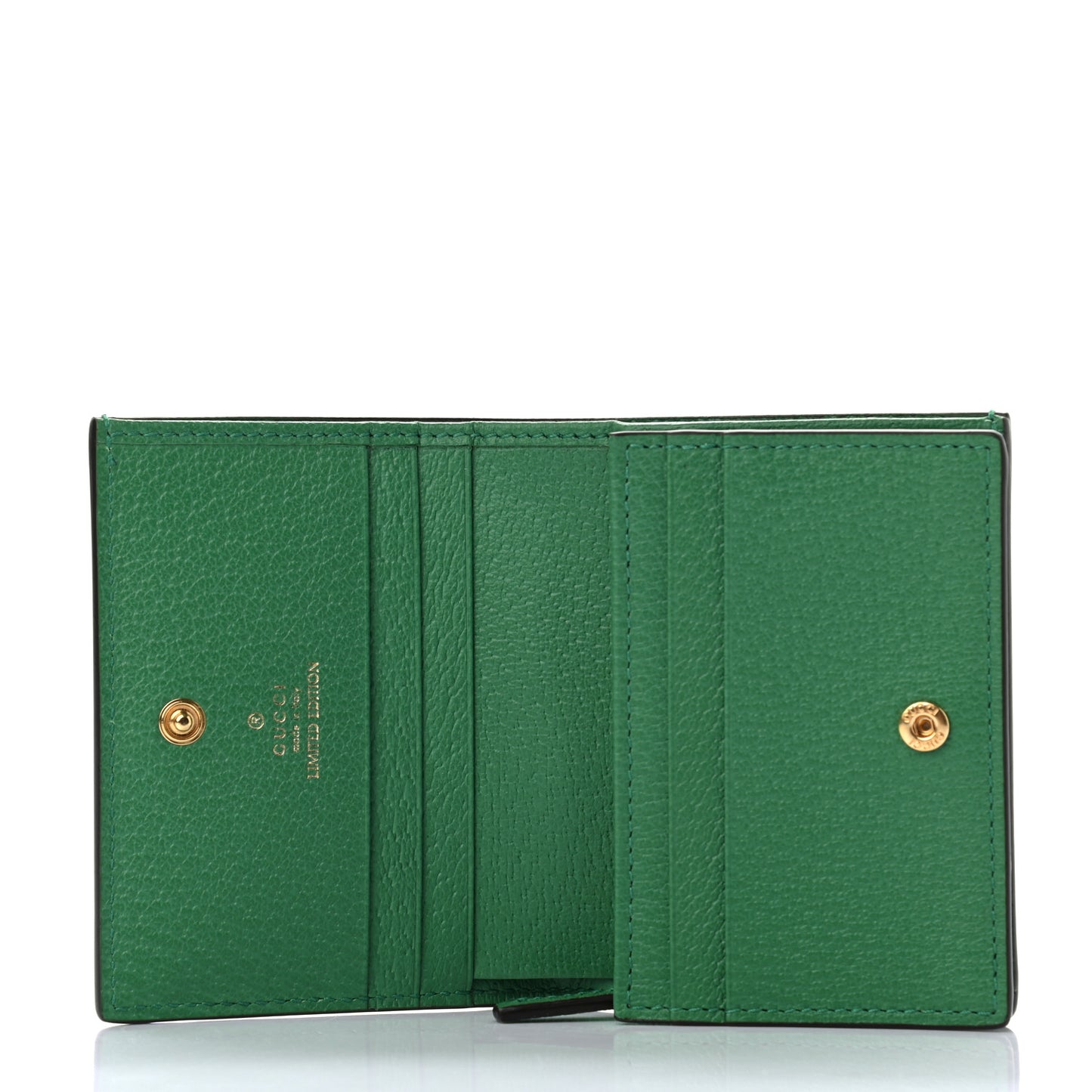 GG Supreme Monogram Flora Web Ophidia Card Case Green