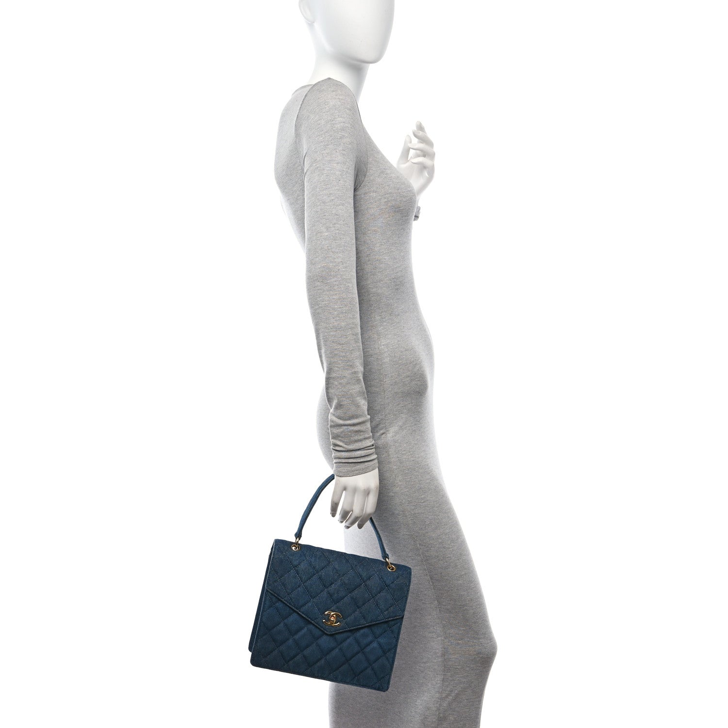 Chanel Denim Quilted Kelly Flap Bag Blue 2 of 10