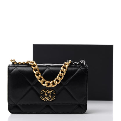 Chanel Goatskin Quilted 19 Wallet On Chain WOC Black 13 of 13