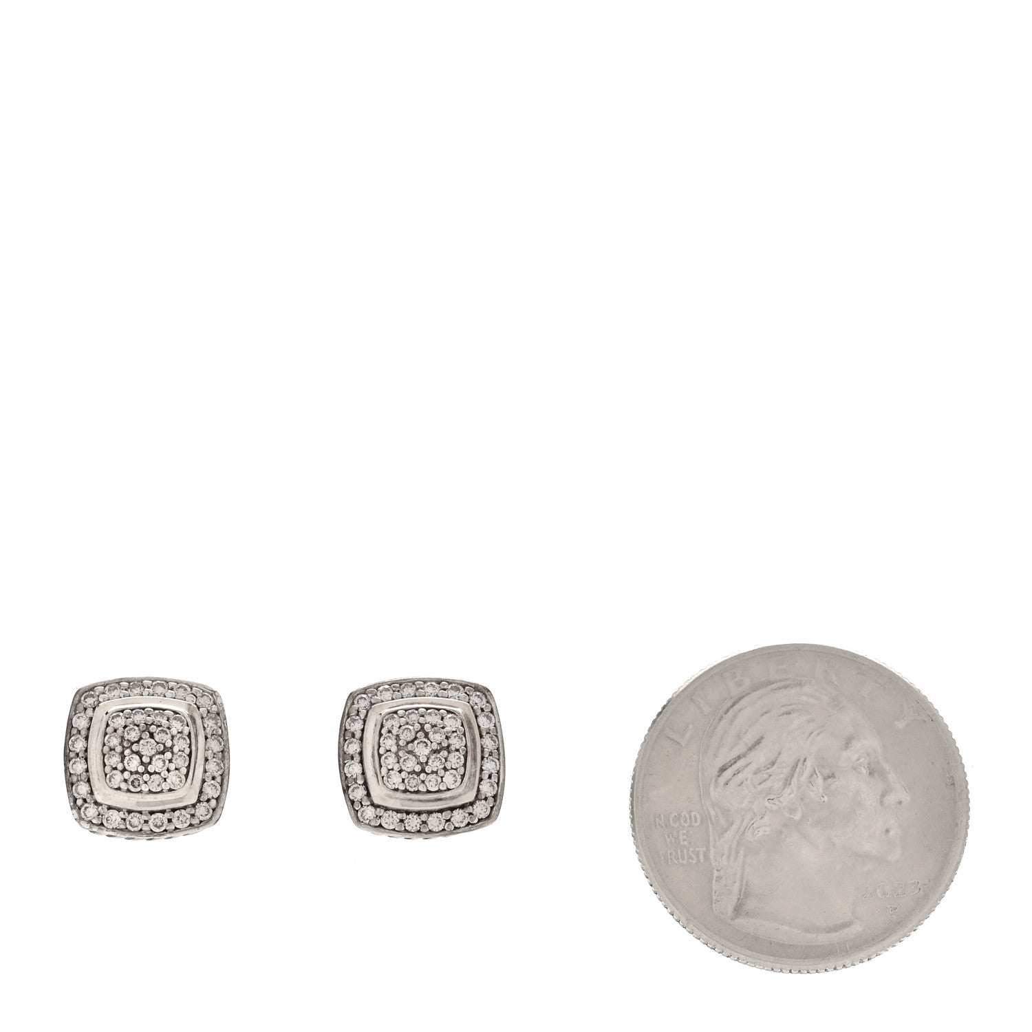 David Yurman Sterling Silver Diamond 7mm Pave Albion Earrings 2 of 4