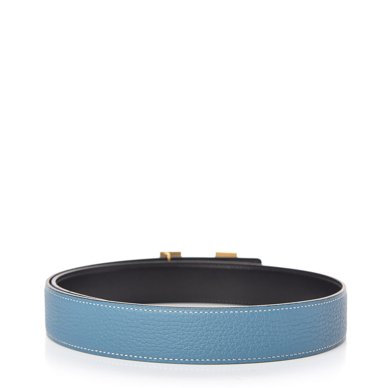 Hermes Box Togo 32mm H Belt 75 Black Blue Jean 3 of 7