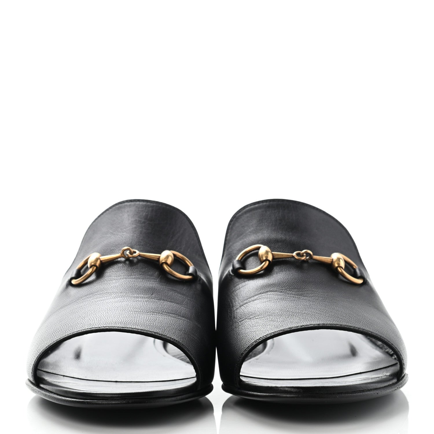 Gucci Malaga Kid Horsebit Slide Sandals 36.5 Black 2 of 8