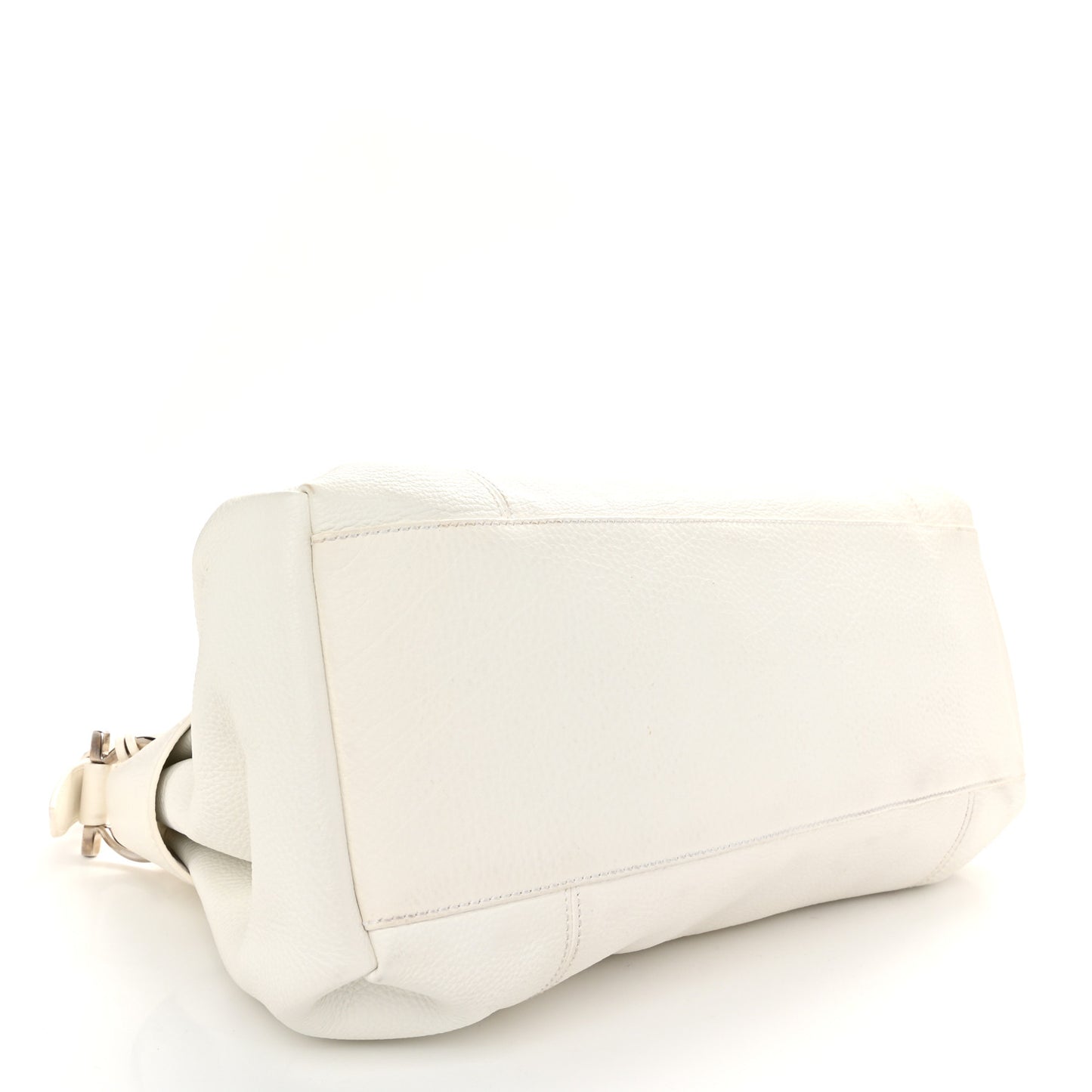 Grained Calfskin Gancini Shoulder Bag White