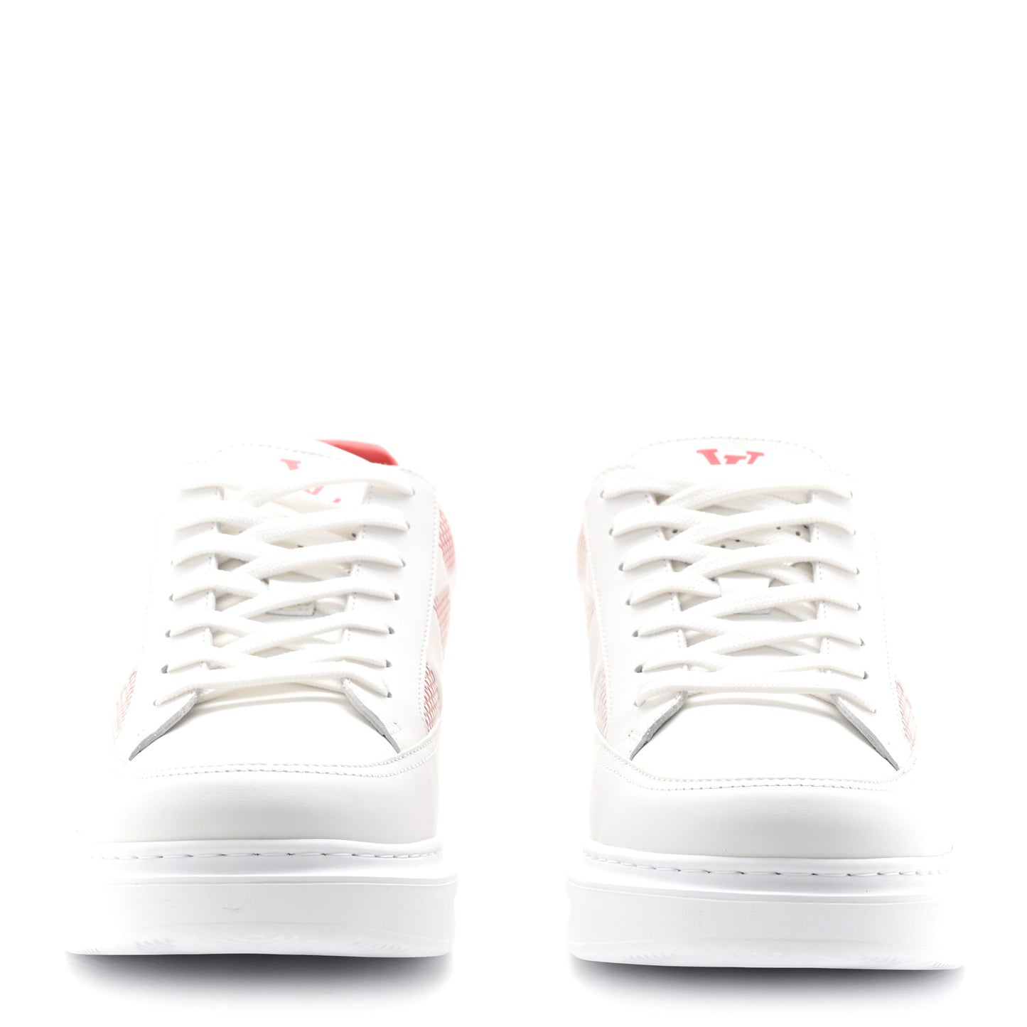 Damier Calfskin Mens Beverly Hills Sneakers 9 White Rouge