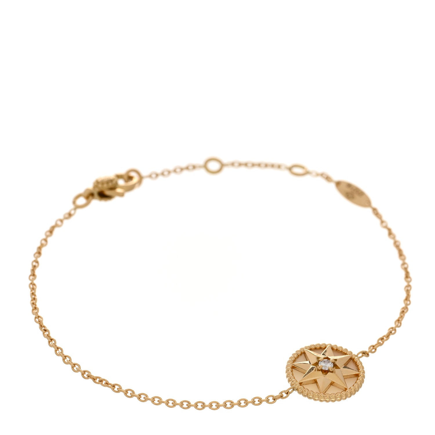 Christian Dior 18K Yellow Gold Diamond Mother of Pearl Rose Des Vents Bracelet 1 of 4