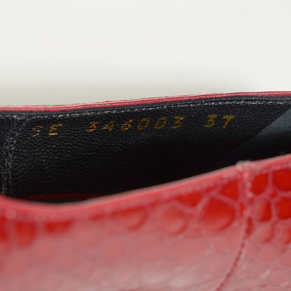 Saint Laurent Calfskin Crocodile Embossed Tribute Two 105 Platform Pumps Rouge Orient 7 of 7
