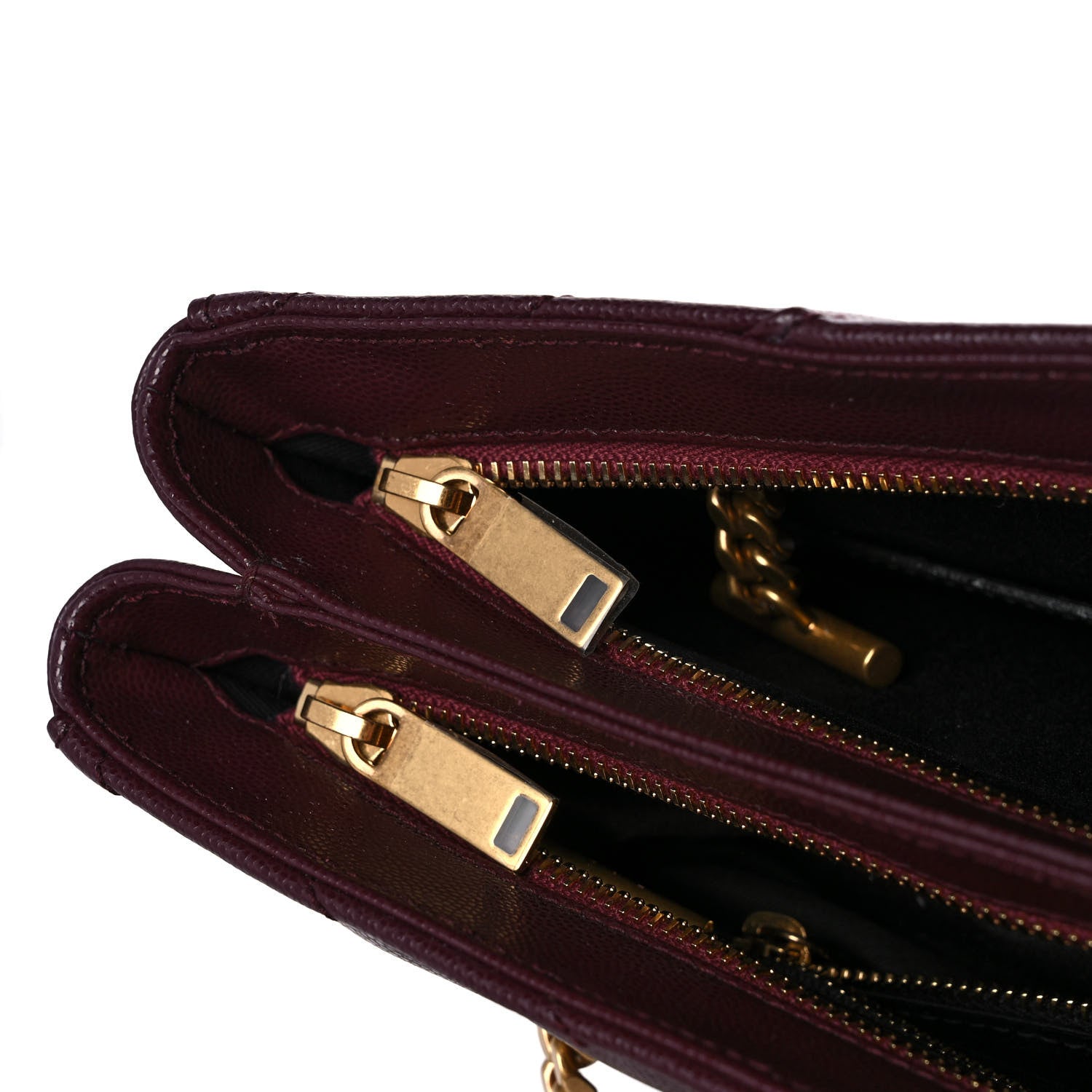 Saint Laurent Grain de Poudre Matelasse Chevron Small Tribeca Shopping Bag Rouge Legoin 11 of 12