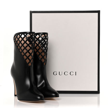 Gucci Plume Calfskin Damir Lattice Cutout Boots 36 Black 8 of 8