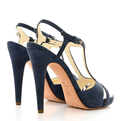 Chanel Suede CC Sandals 36 Blue 4 of 8