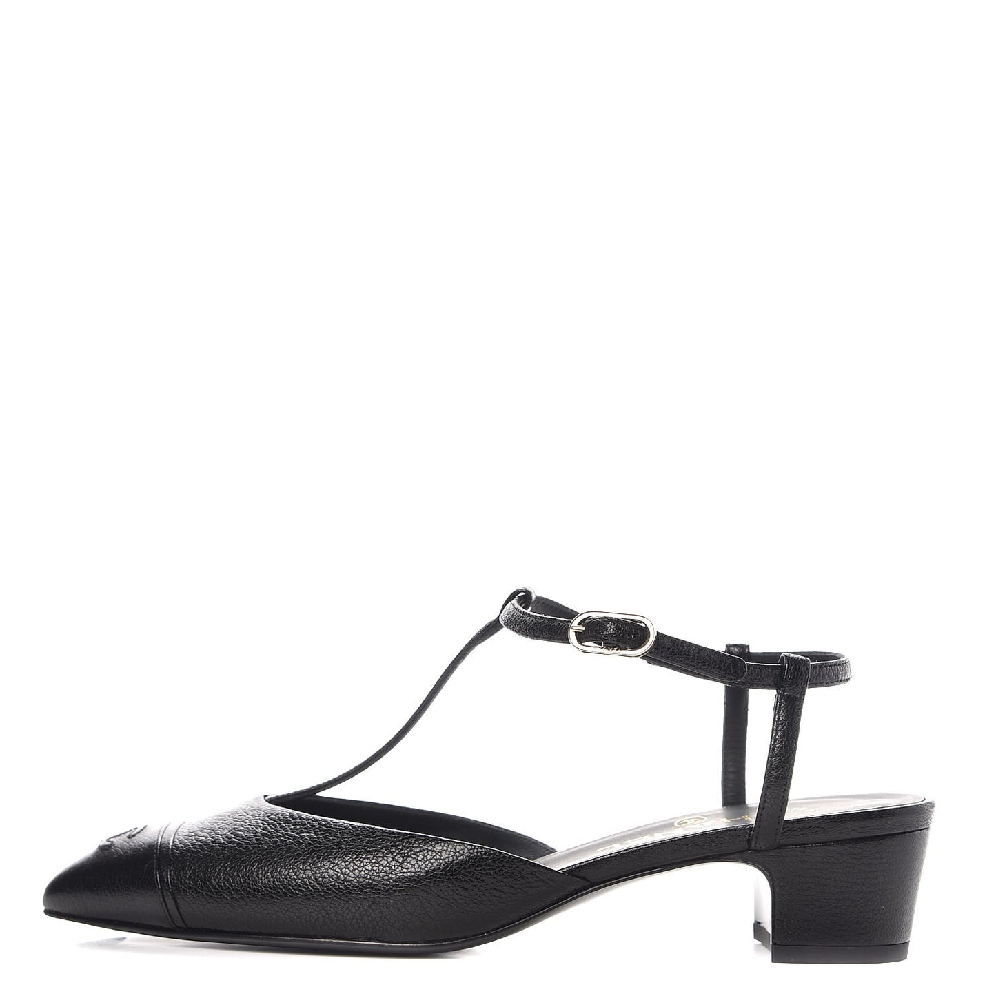 Goatskin Cap Toe CC Slingback Sandals 39.5 Black