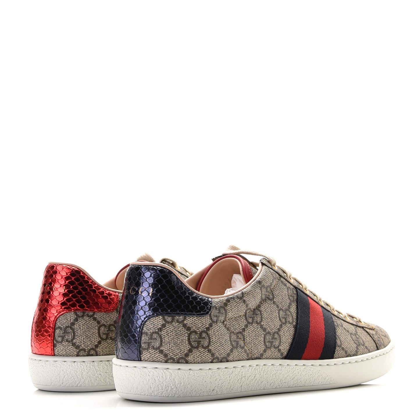GG Supreme Monogram Womens Ace Low-Top Sneaker 38 Beige