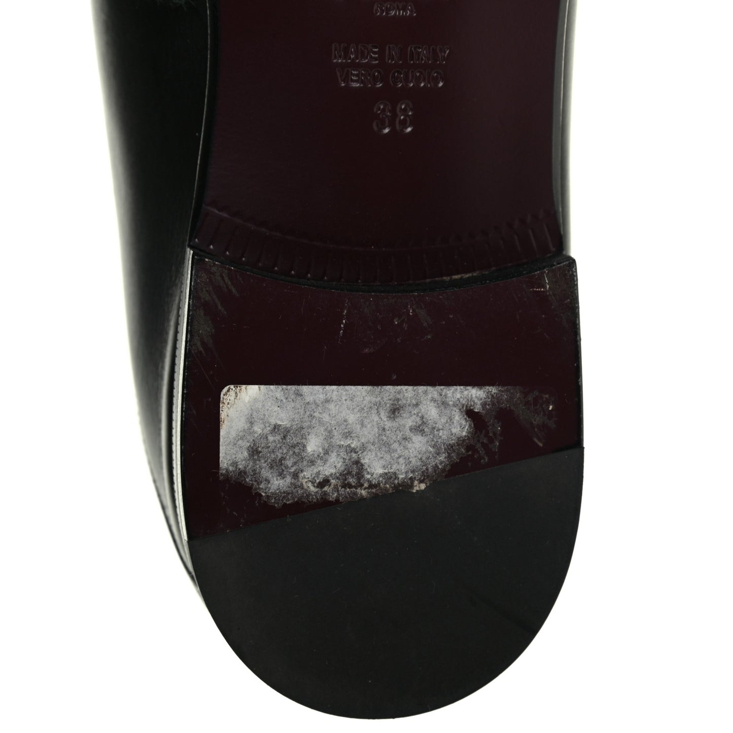 Vitello Shearling Mink Slip On Loafers 38 Black