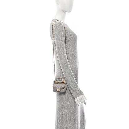 Chanel Calfskin Quilted Lady Handle Flap Card Holder With Chain Grey 13 of 13