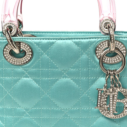 Christian Dior Satin Swarovski Crystal Acrylic PVC Cannage Mini Lady Dior Blue 8 of 12