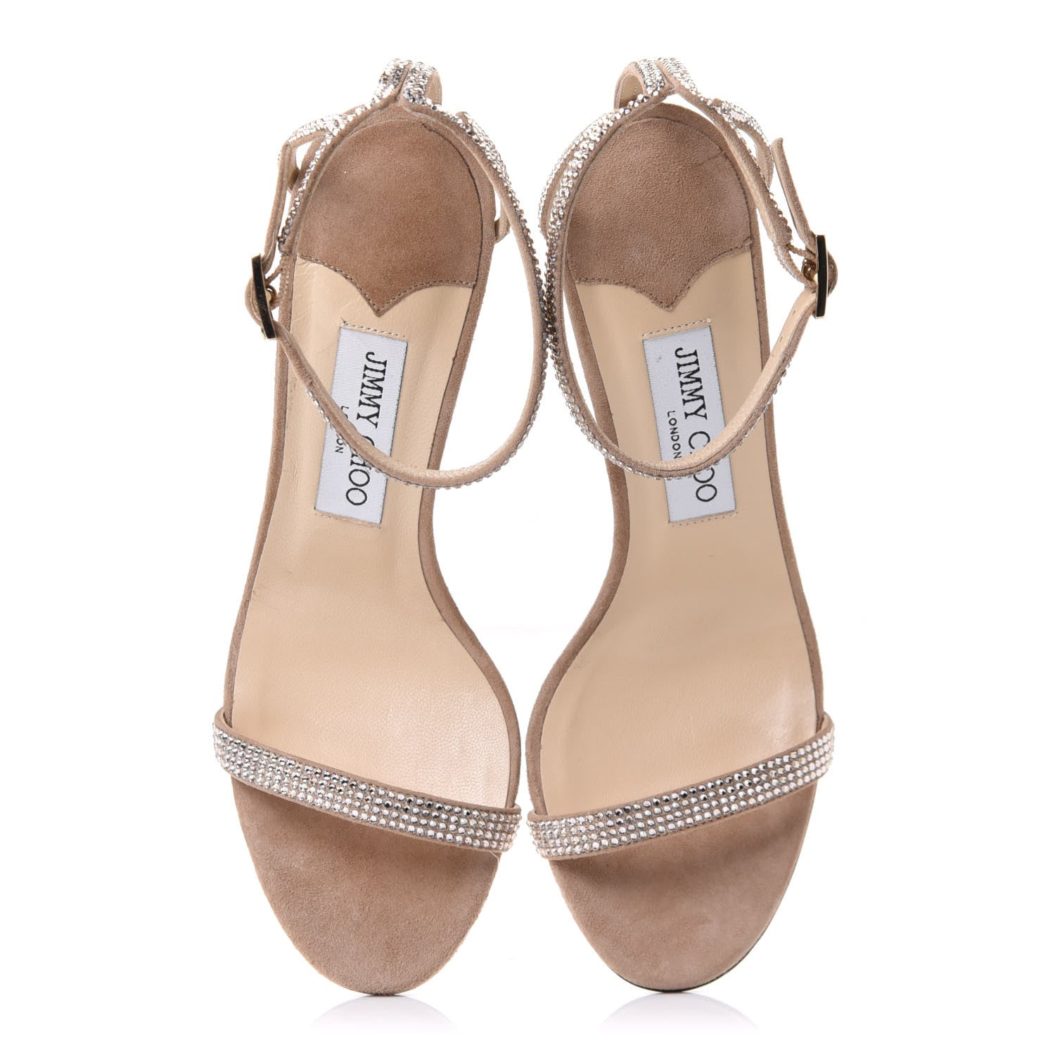 Jimmy Choo Suede Crystal Daisy 100 Sandal 38 Nude 10 of 17