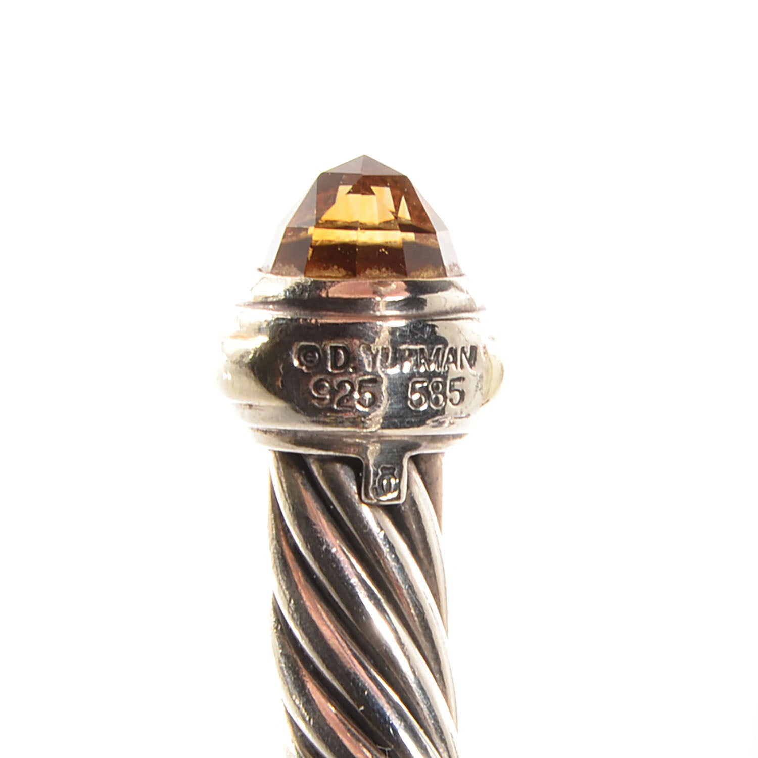 David Yurman Sterling Silver 14K Yellow Gold Citrine 7mm Cable Classics Bracelet 5 of 6