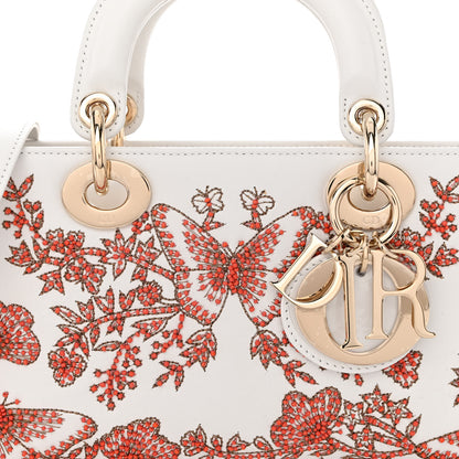 Christian Dior Calfskin Bead Embroidered Ramage Butterfly Lady D-Joy White 7 of 9