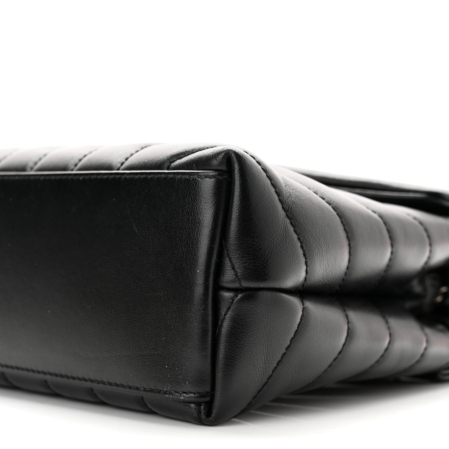Calfskin Y Quilted Monogram Small Loulou Chain Satchel Black