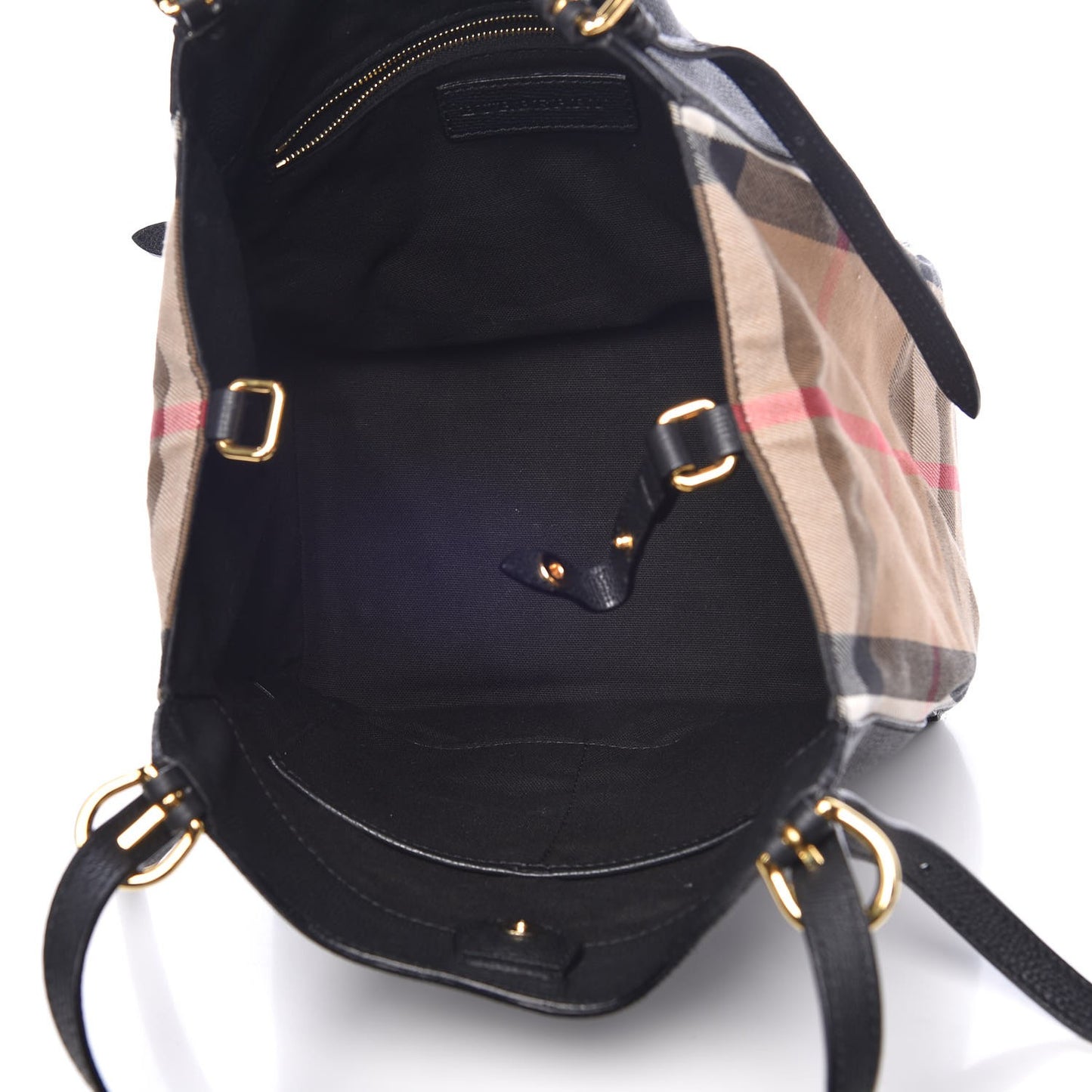 Grainy Calfskin House Check Small Canterbury Black