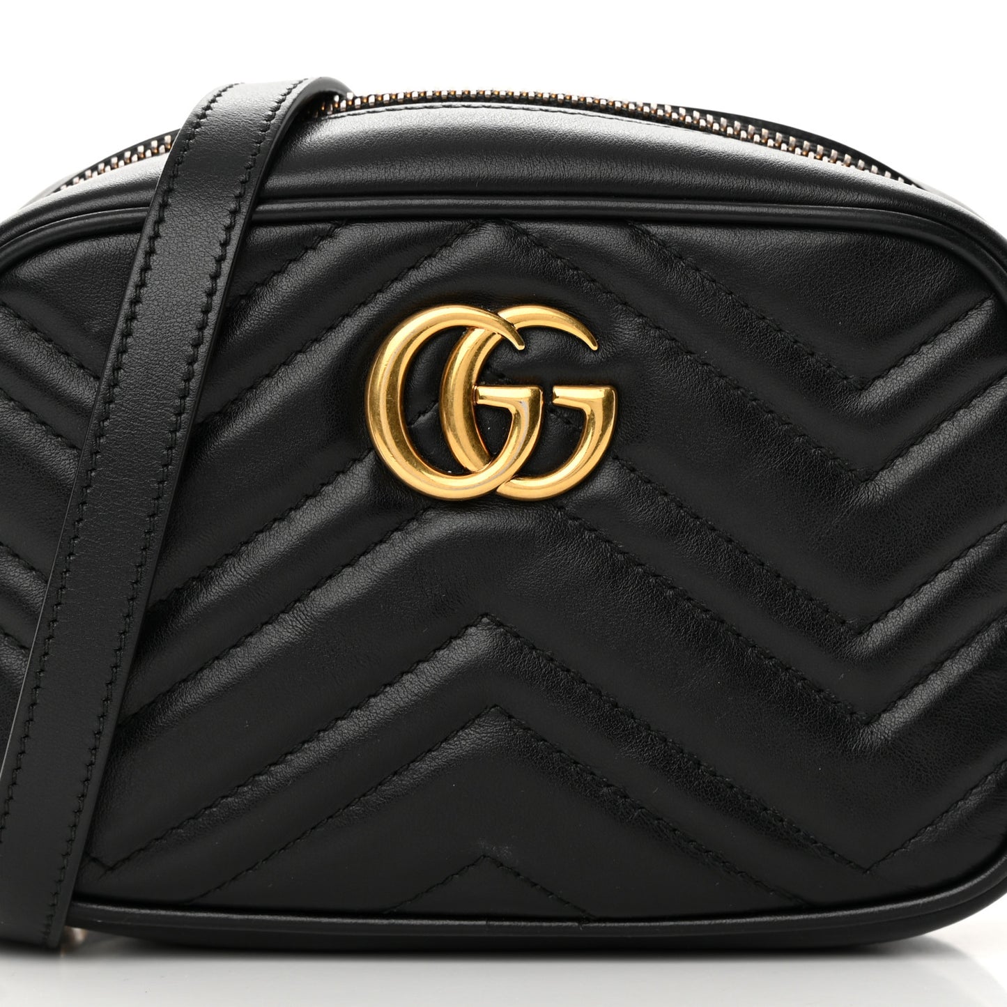 Calfskin Matelasse Mini GG Marmont Chain Shoulder Bag Black