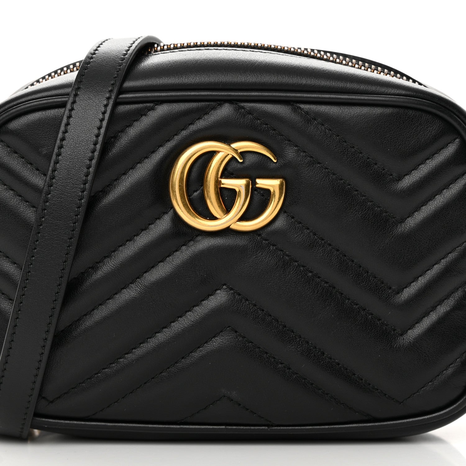 Gucci Calfskin Matelasse Mini GG Marmont Chain Shoulder Bag Black 8 of 11