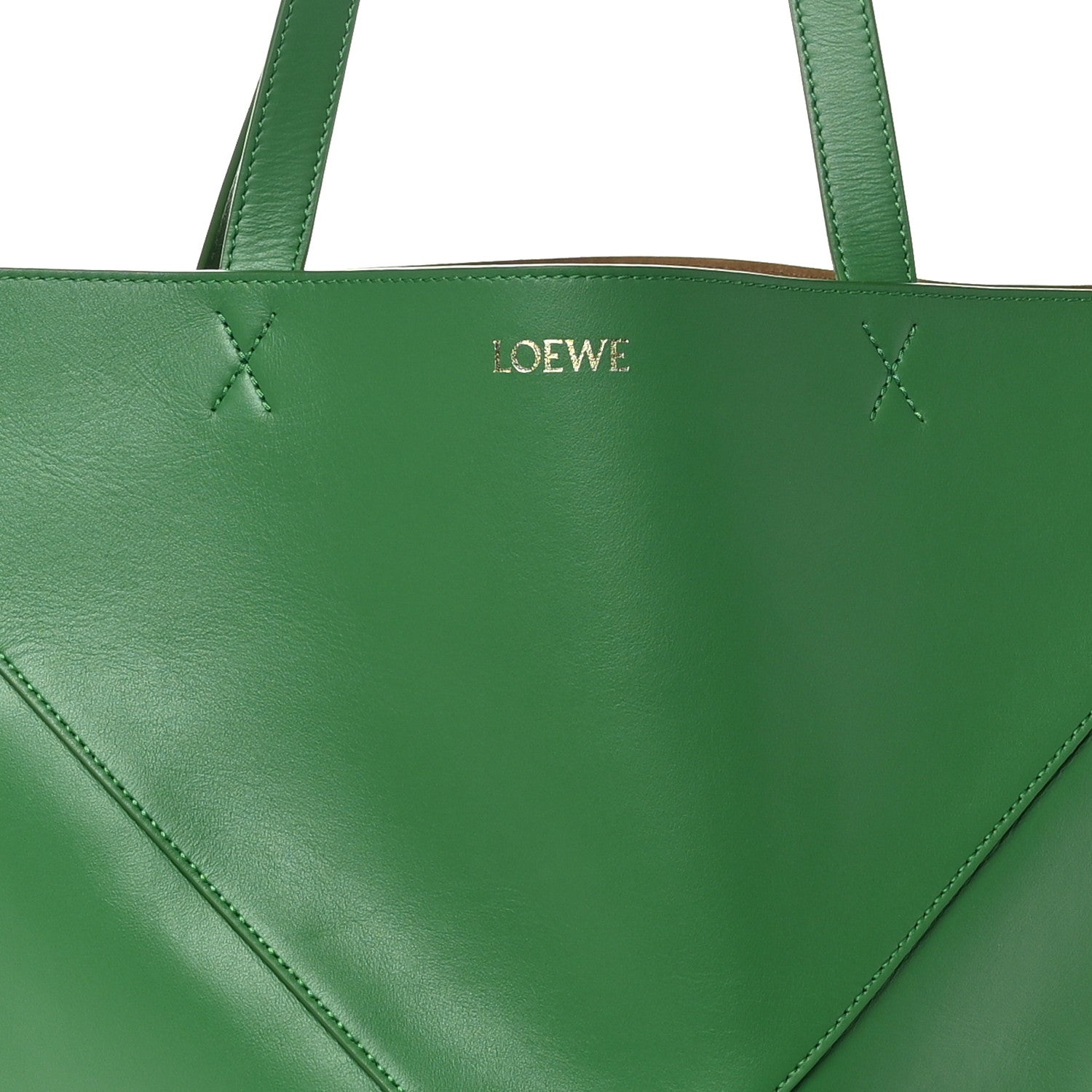 Loewe Shiny Calfskin Large Puzzle Fold Tote Tropical Green 6 of 8