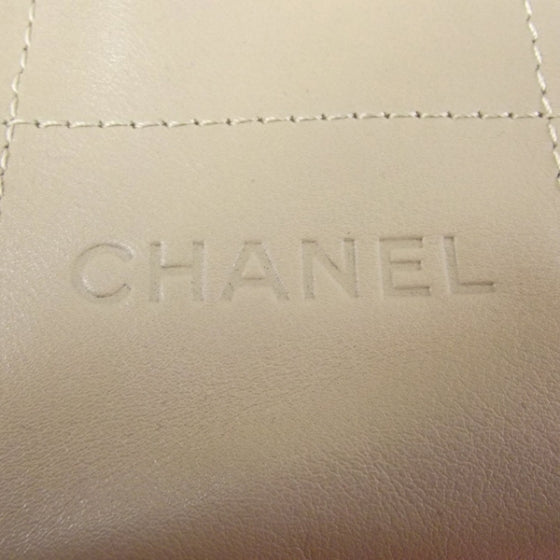 Leather Square Stitched Large Tote Beige