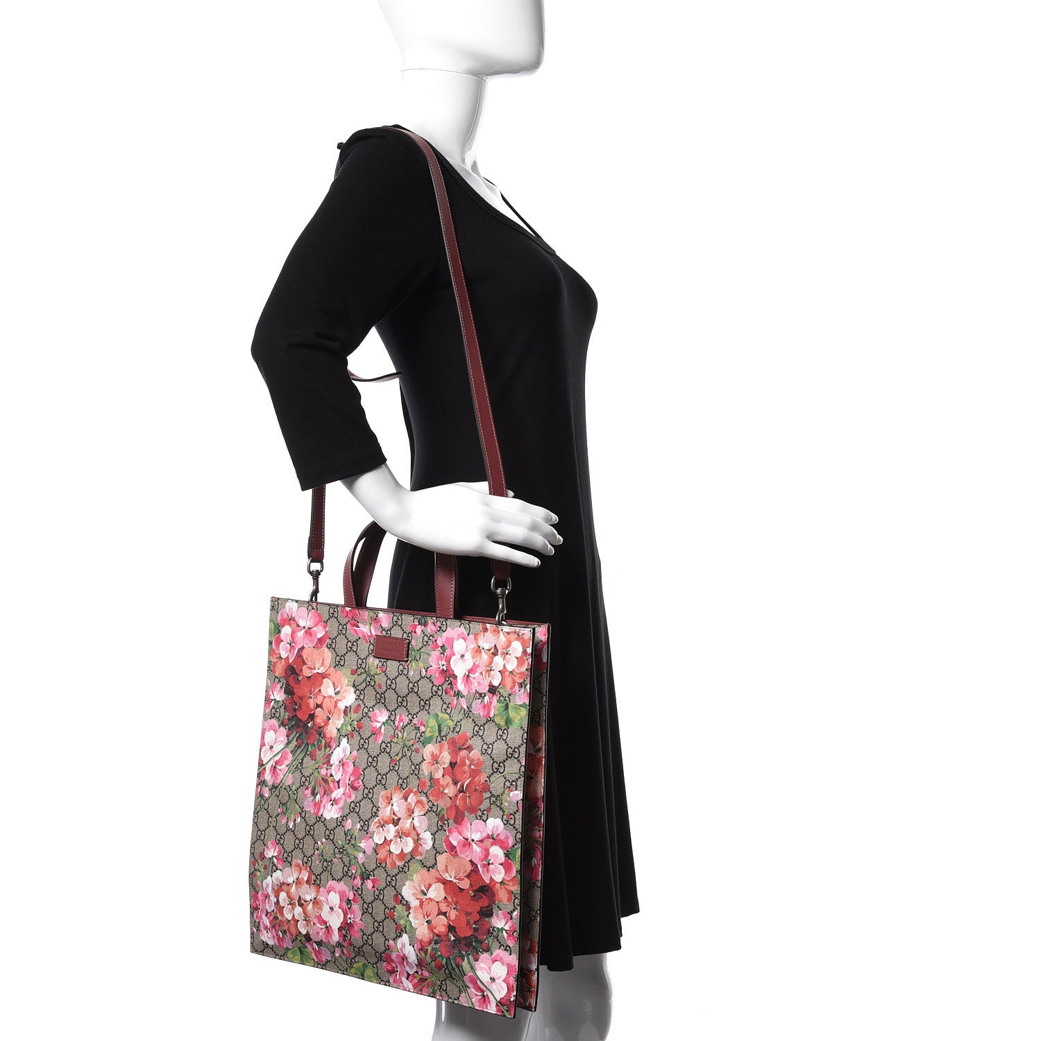Gucci Soft GG Supreme Monogram Blooms Vertical Tote Beige Multicolor Dry Rose 2 of 10
