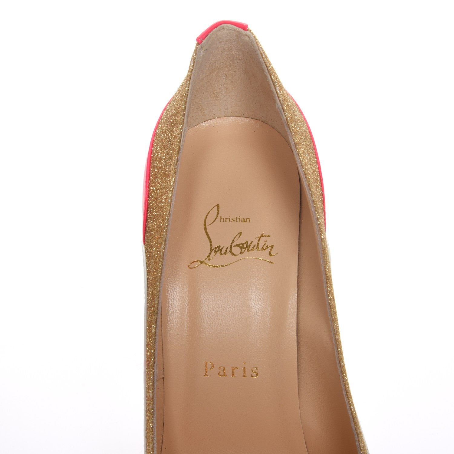 Christian Louboutin Glitter Patent Fluo Tucsick 100 Pumps 38 White Gold 7 of 8