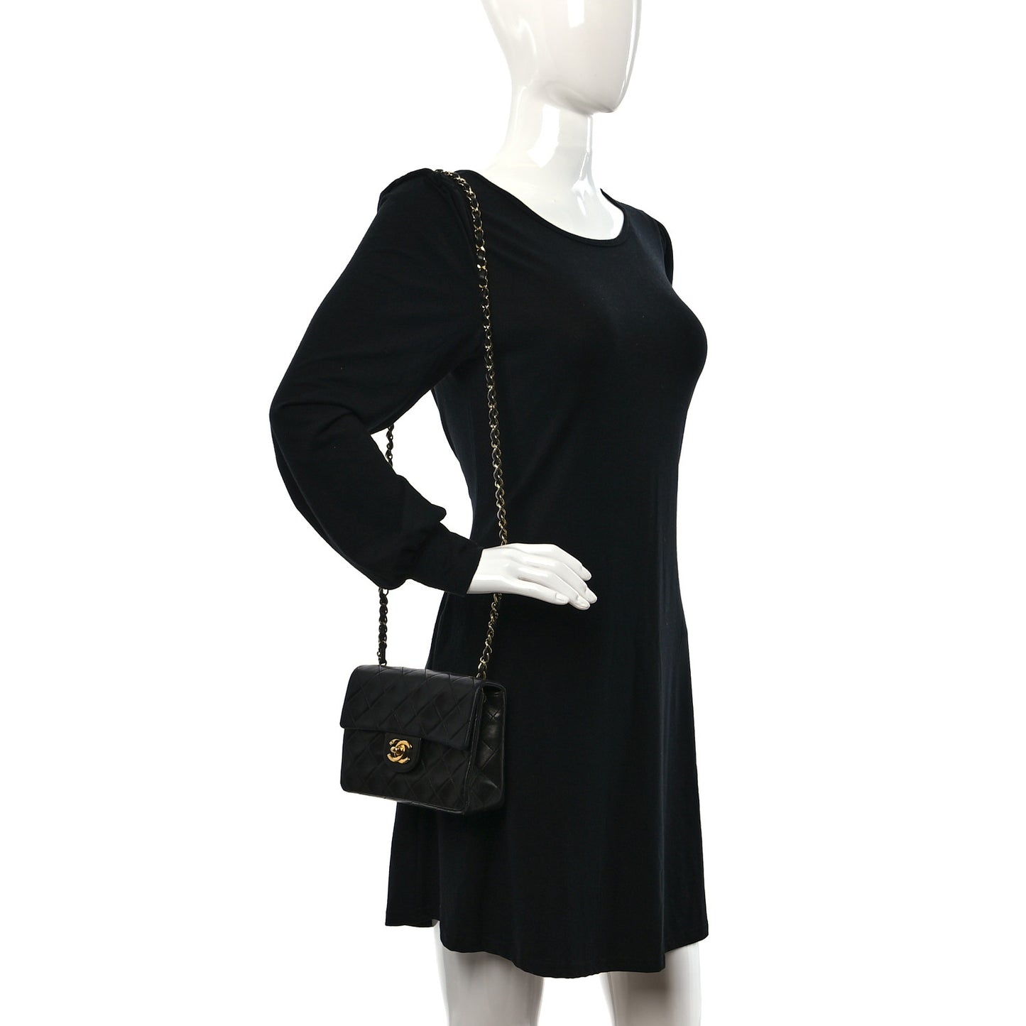 Lambskin Quilted Mini Square Flap Bag Black