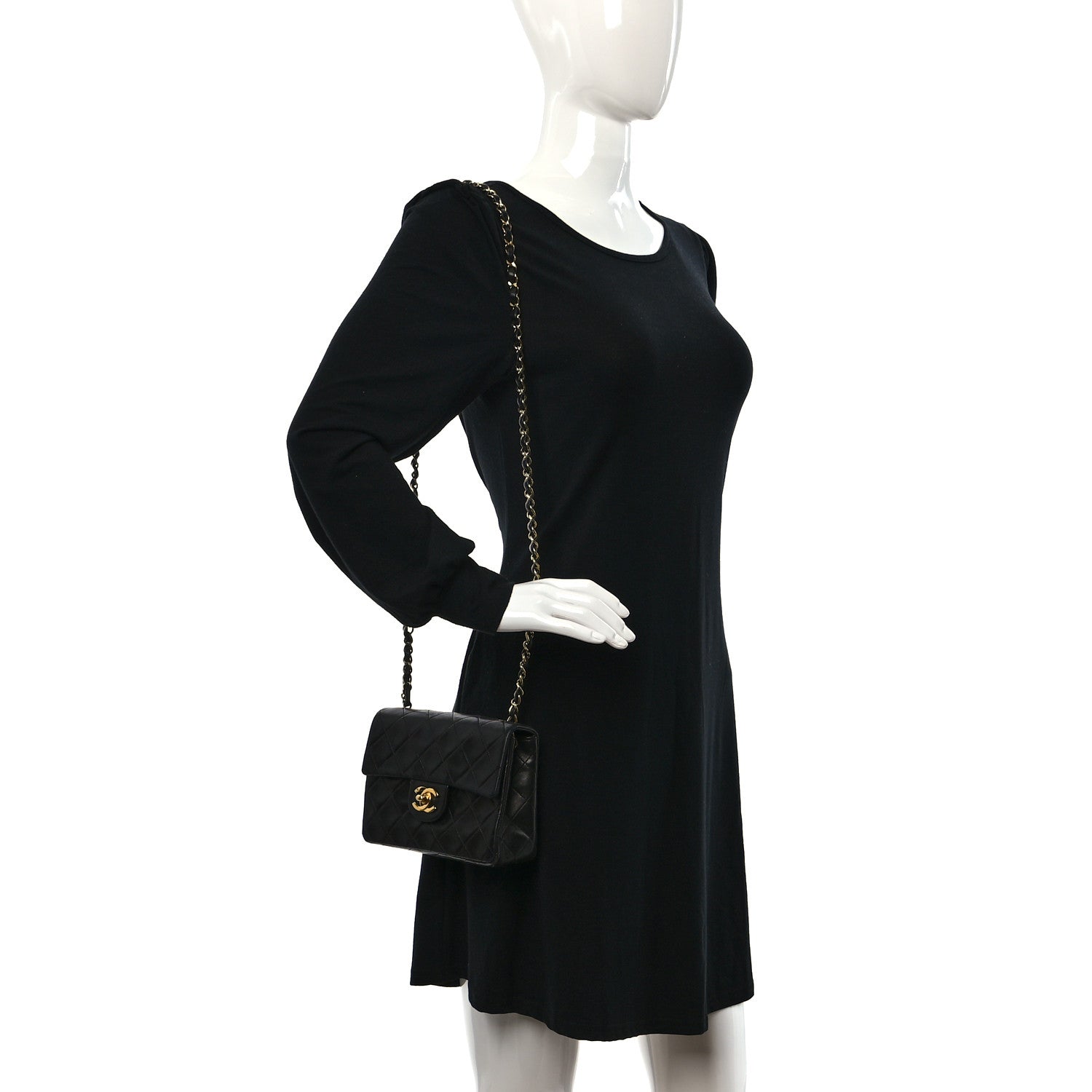 Chanel Lambskin Quilted Mini Square Flap Bag Black 2 of 9