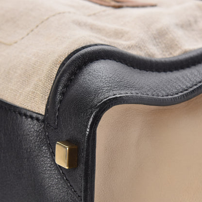 Celine Calfskin Linen Tri-Color Shoulder Luggage Beige 11 of 16