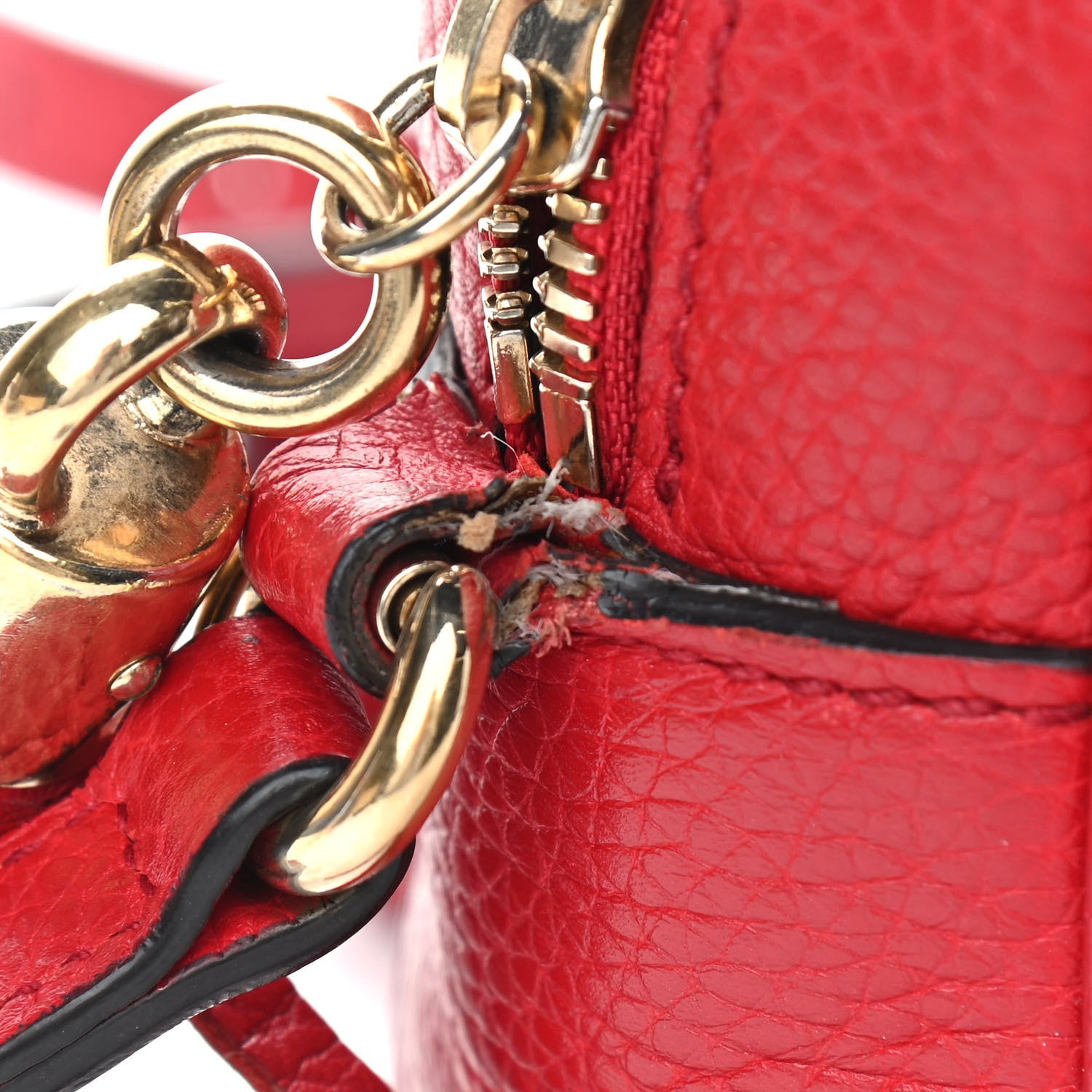 Gucci Pebbled Calfskin Small Soho Disco Bag Tabasco Red 12 of 14
