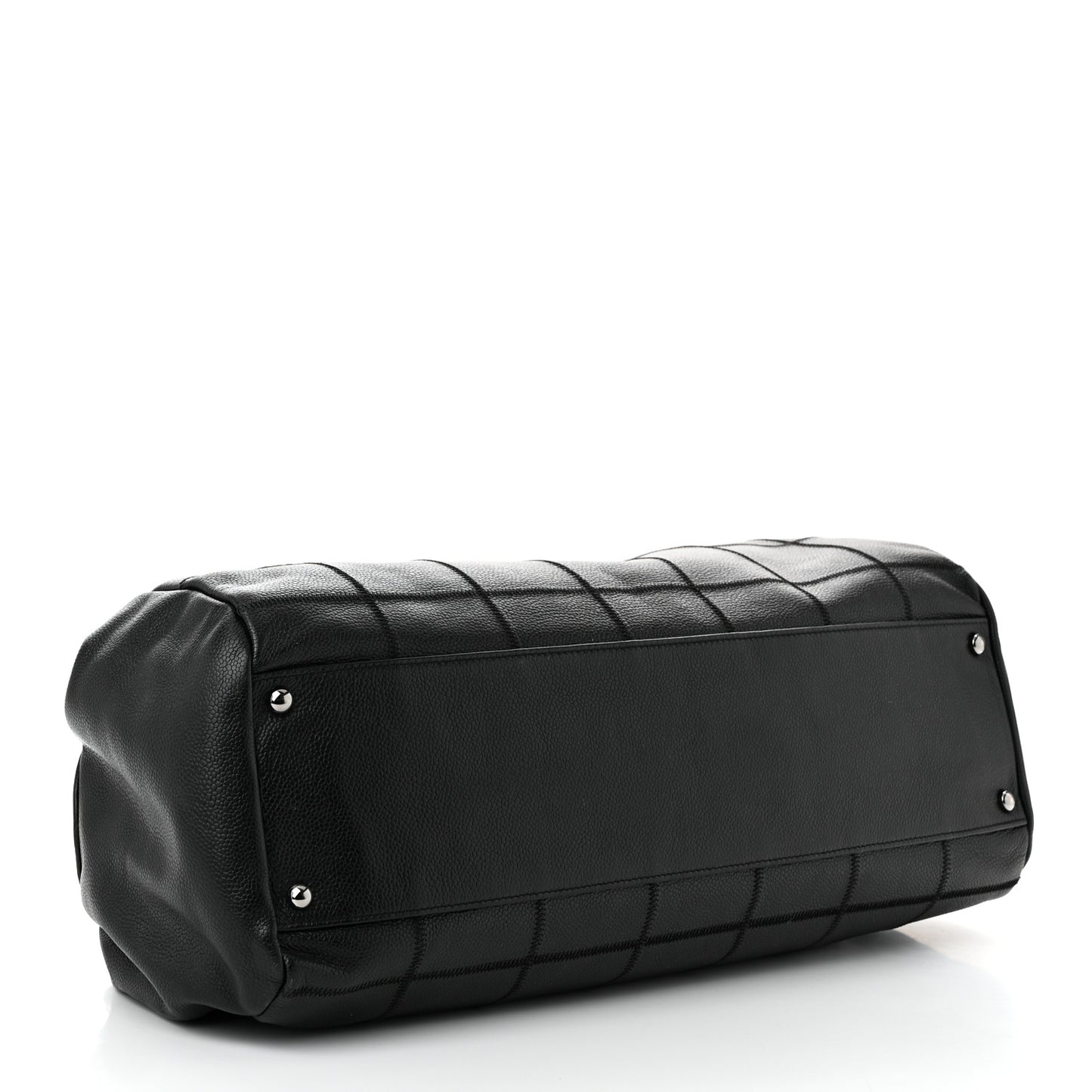 Caviar Square Stitched Large Satchel Black