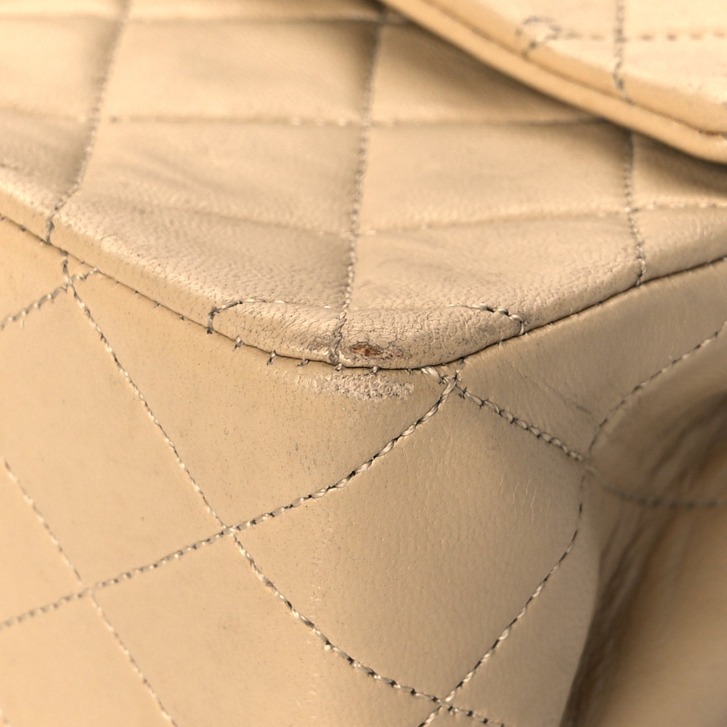 Lambskin Quilted Medium Double Flap Beige