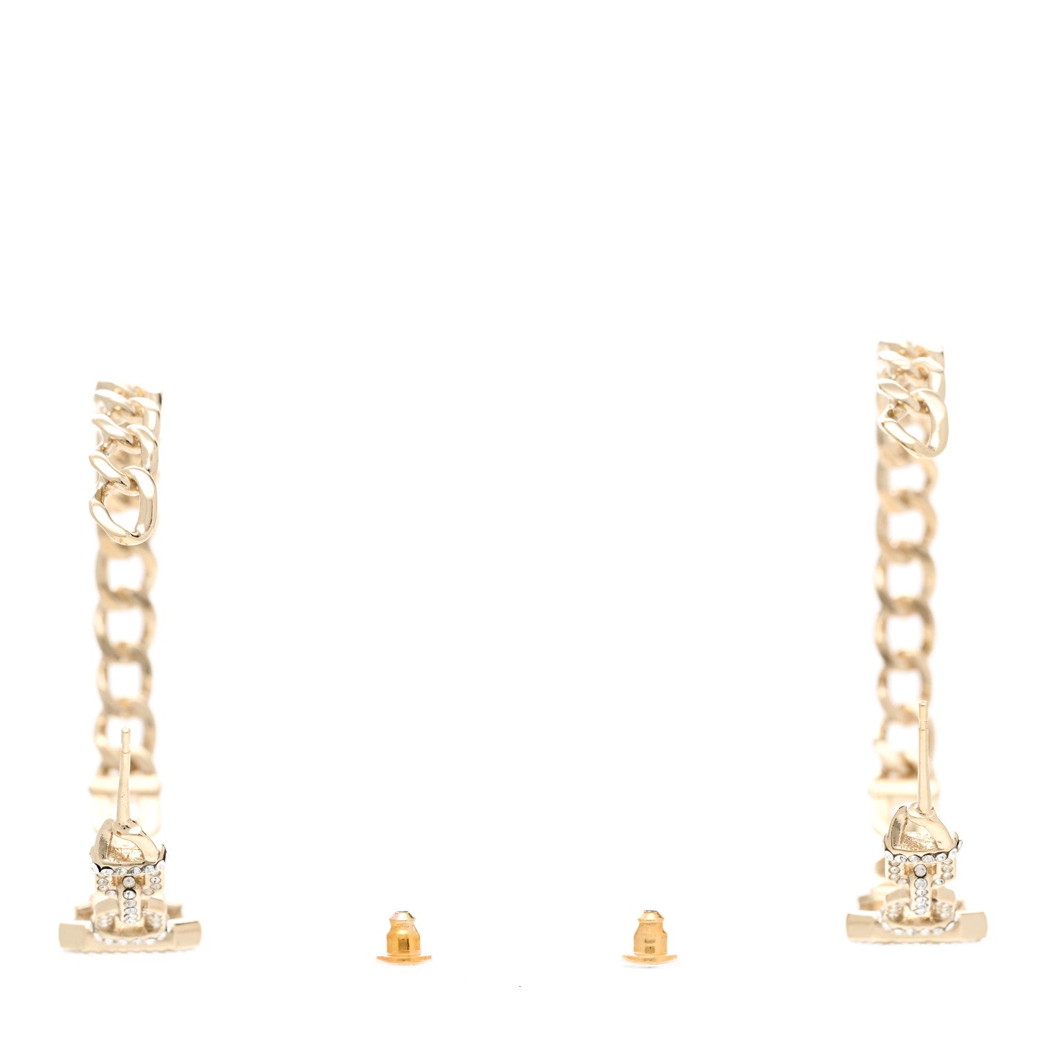 Chanel Crystal CC Vendome Hoop Earrings Gold 3 of 5