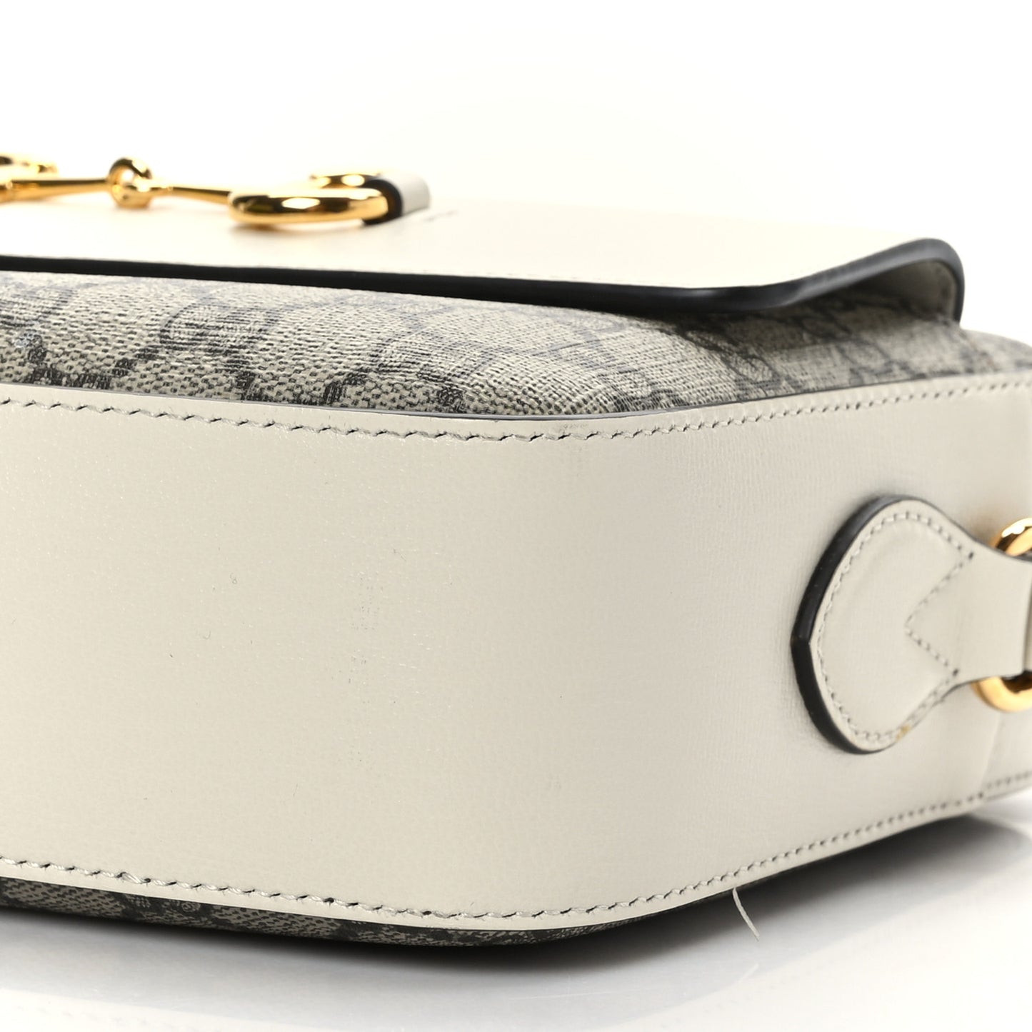 GG Supreme Monogram Small Horsebit 1955 Shoulder Bag Beige Mystic White