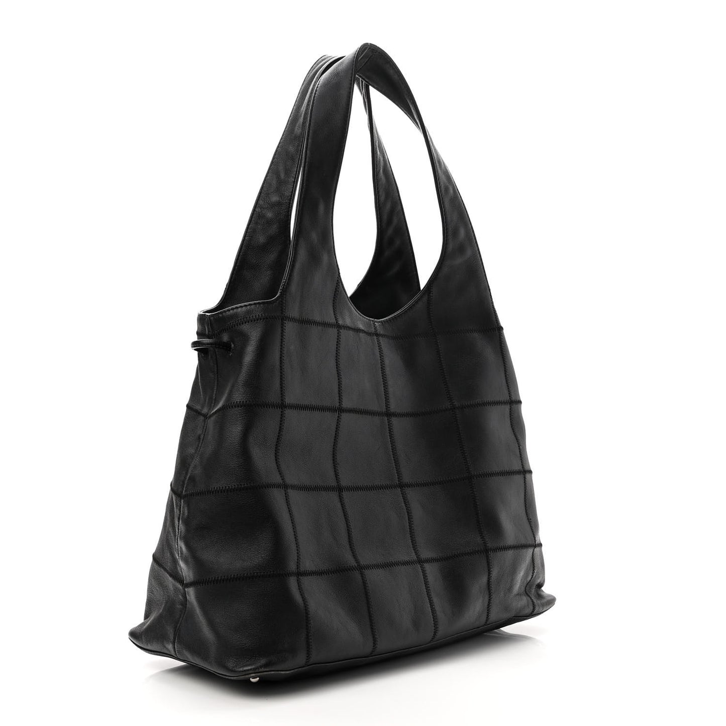 Calfskin Square Stitched Tassel Bag Black
