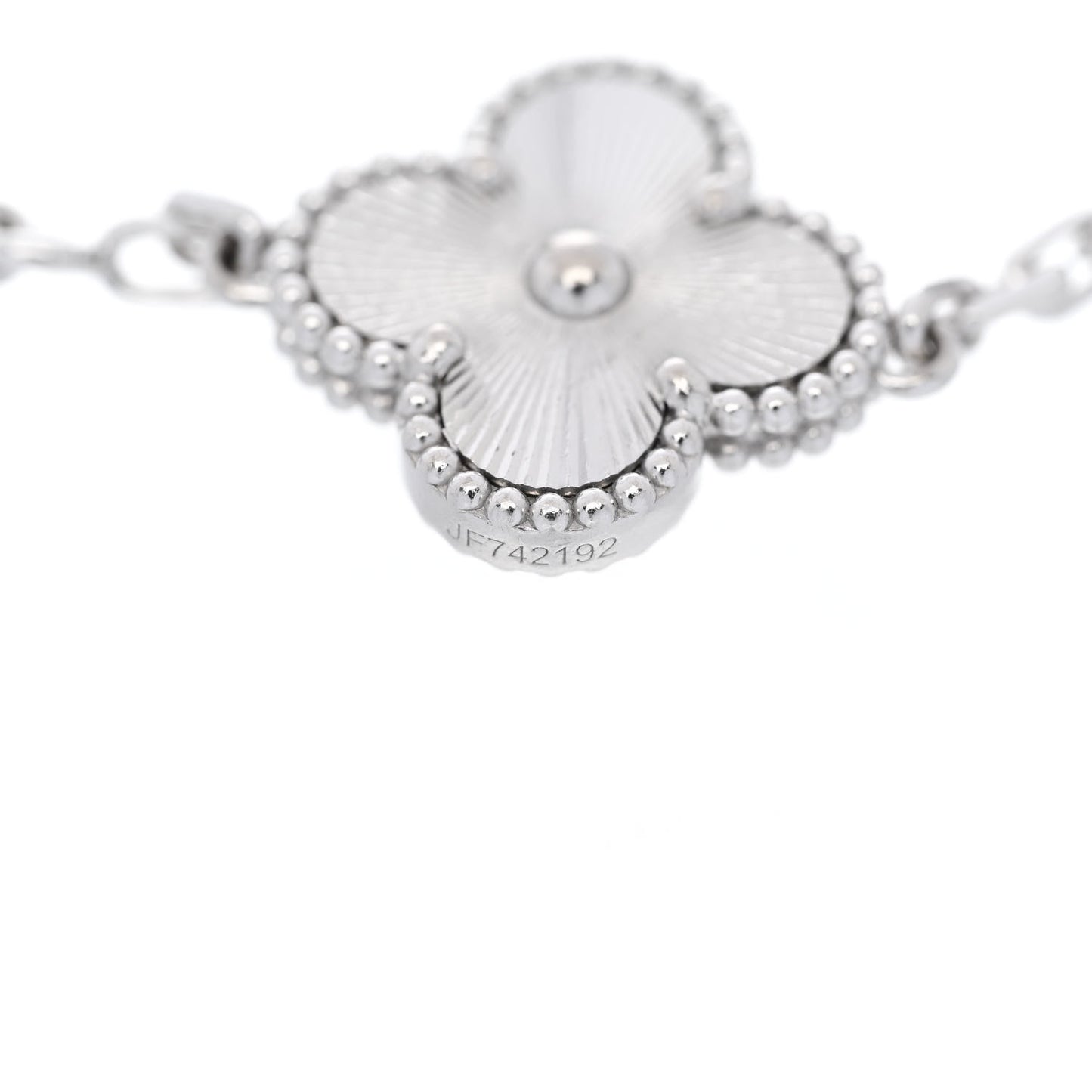 18K White Gold 5 Motifs Guilloche Vintage Alhambra Bracelet